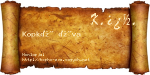 Kopkó Éva névjegykártya